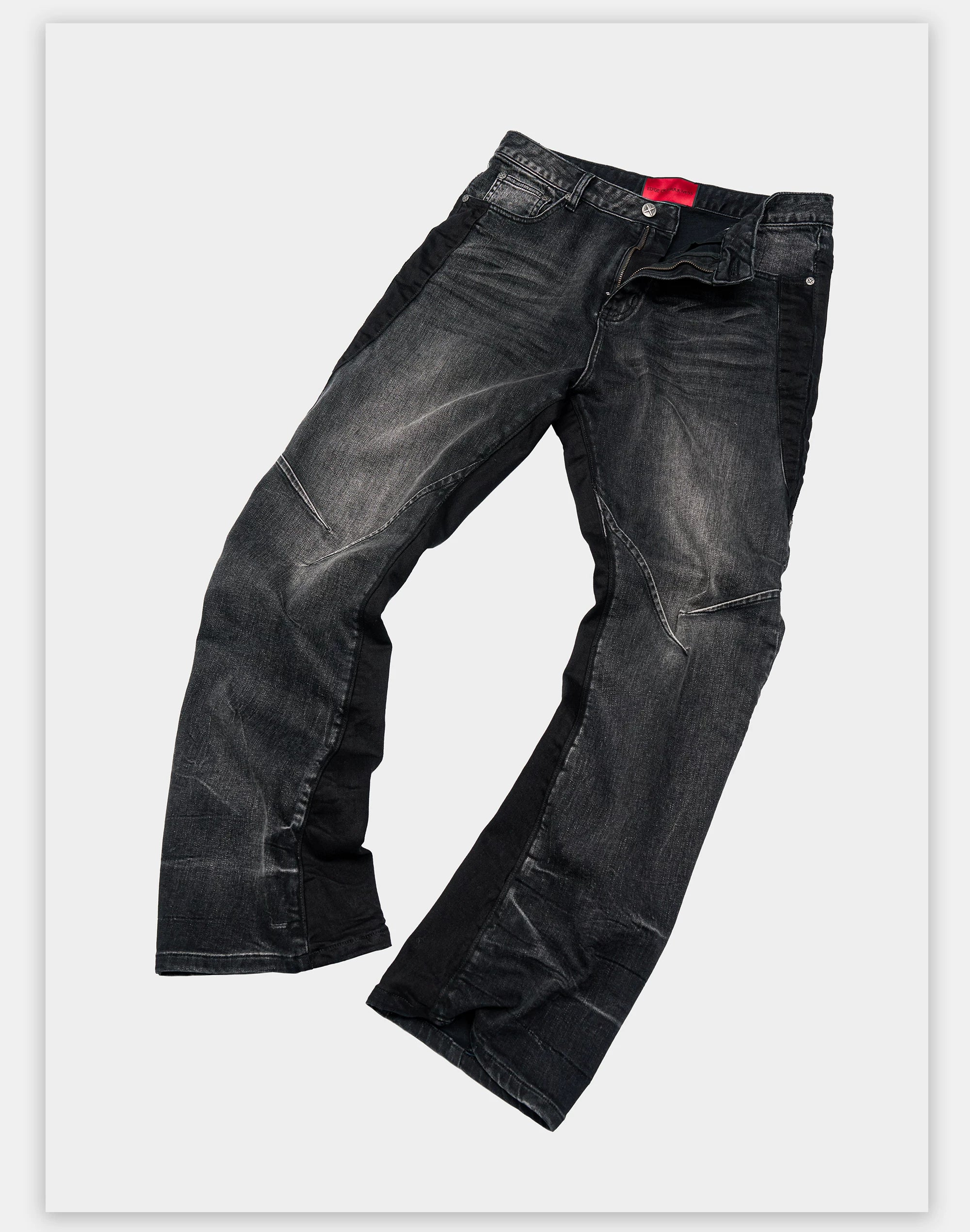 Stretchy Patchwork Crinkled Washed Flare Jeans