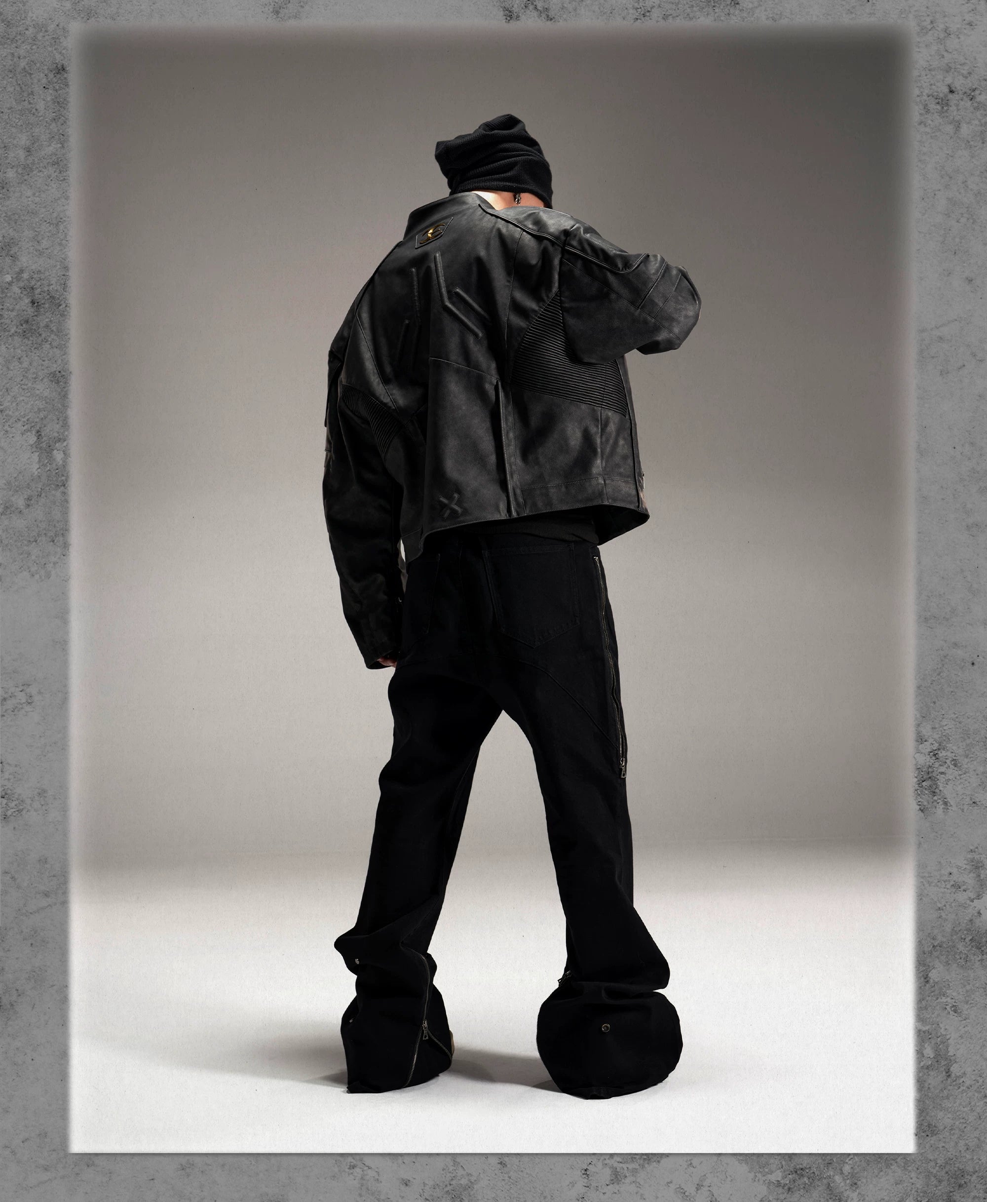 Distressed Deconstructed Biker Leather Jacket
