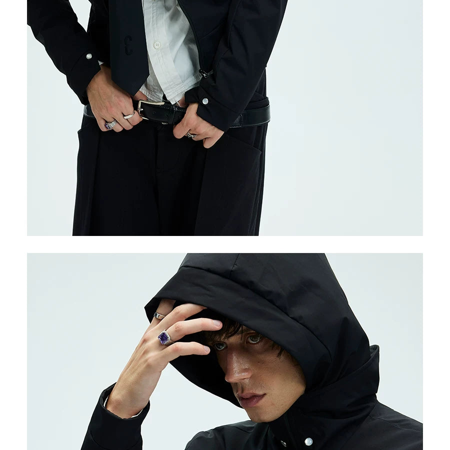 Short Detachable Hooded Waterproof Trench Coat