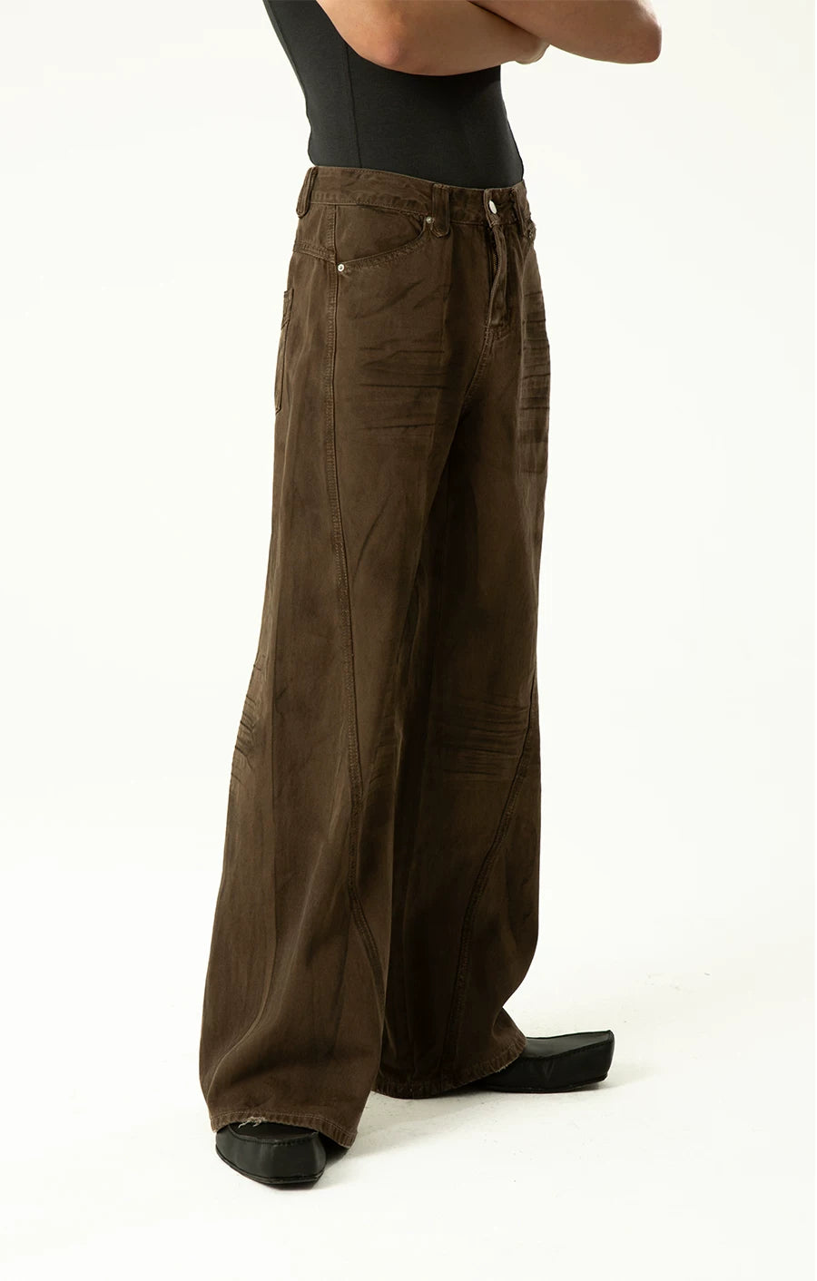 Men's Brown Vintage Wide Leg Jeans