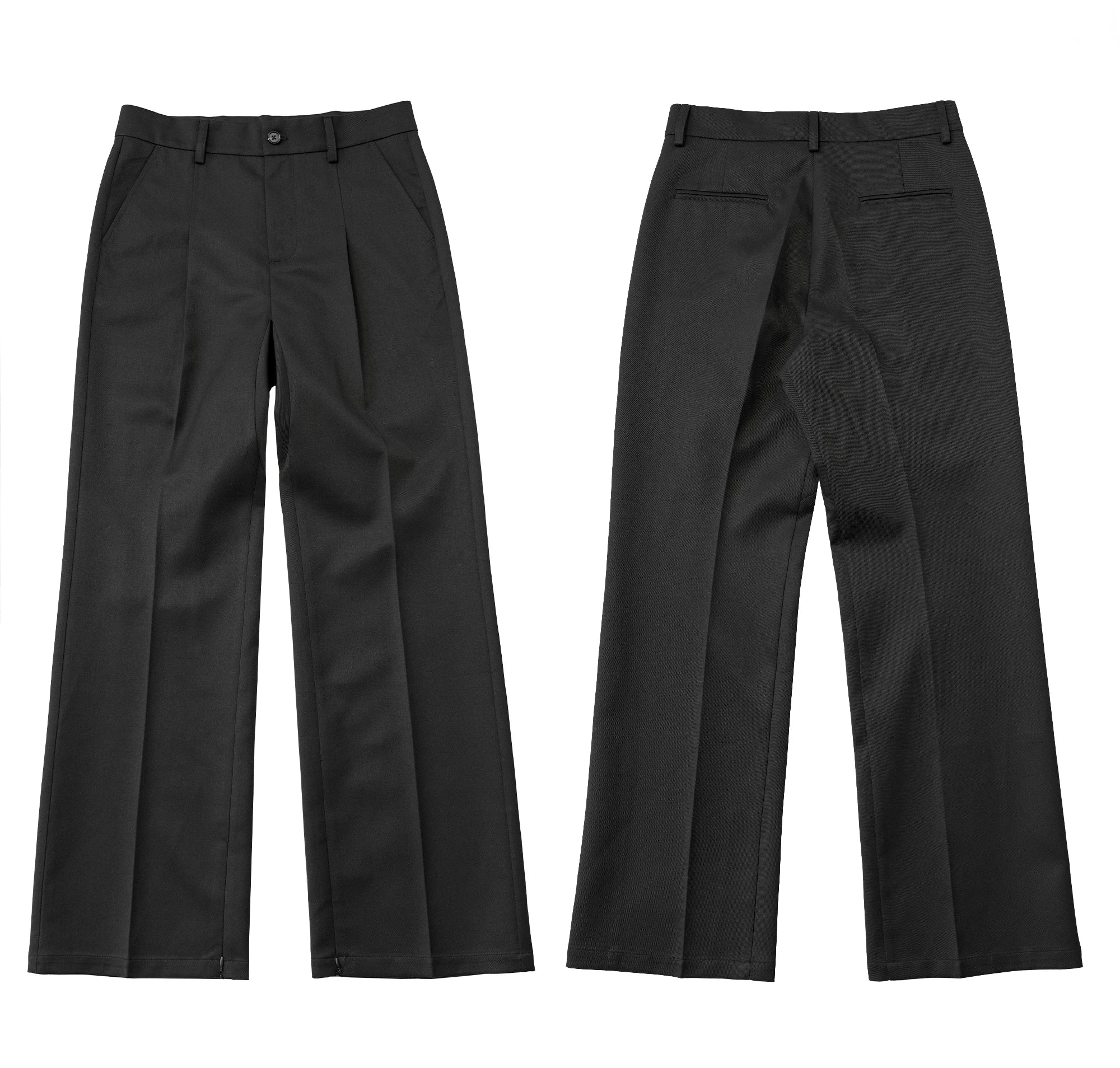 Wrinkle-Resistant Wool Straight Leg Slit Pants