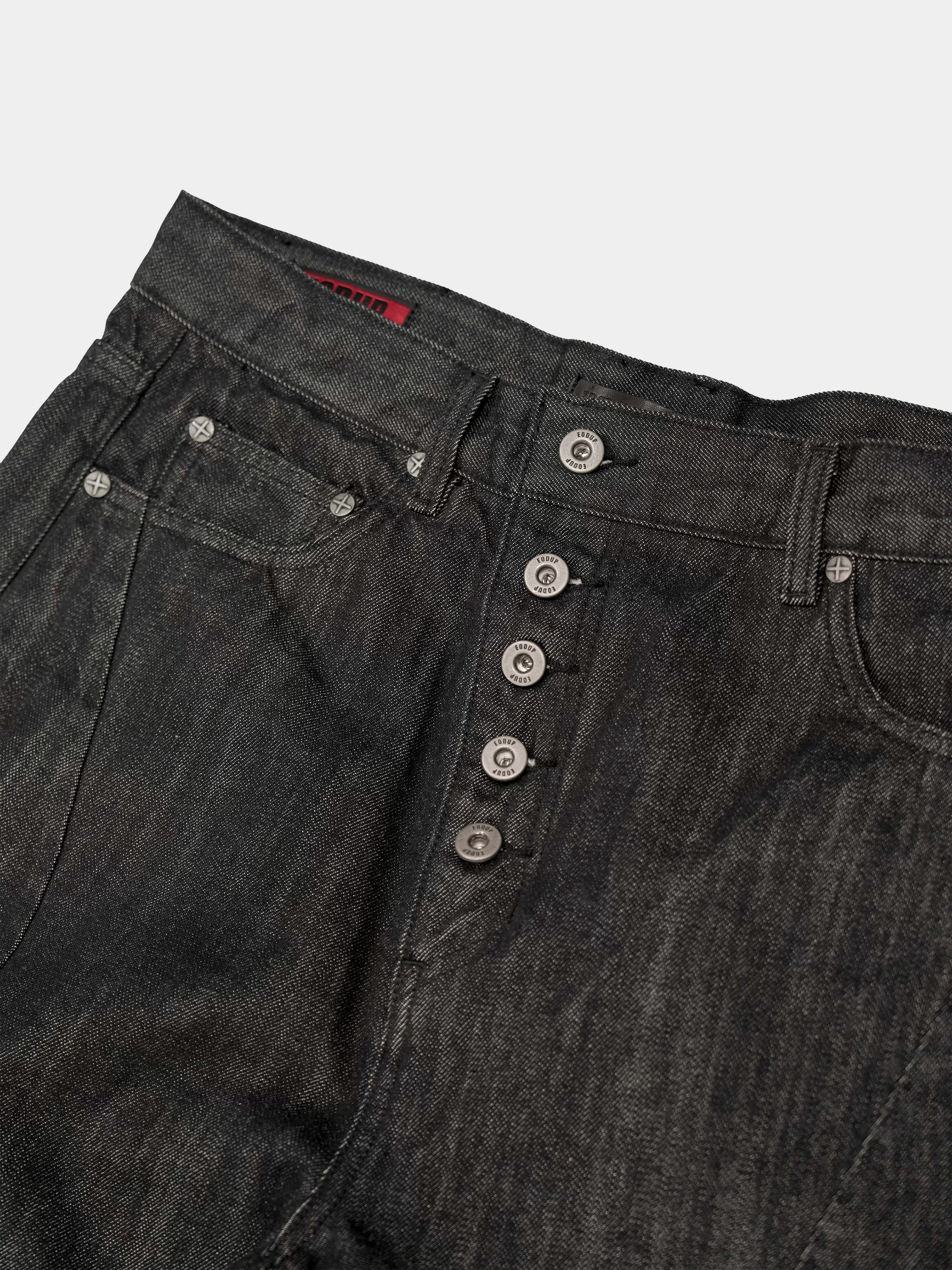 Flared Asymmetrical Raw Selvedge Jeans