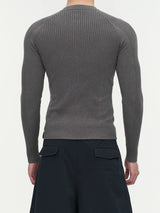 Slim Fit Ribbed Knit Long Sleeve Tops