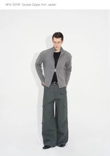 Double Zipper Thick Wool Knitted Jacket