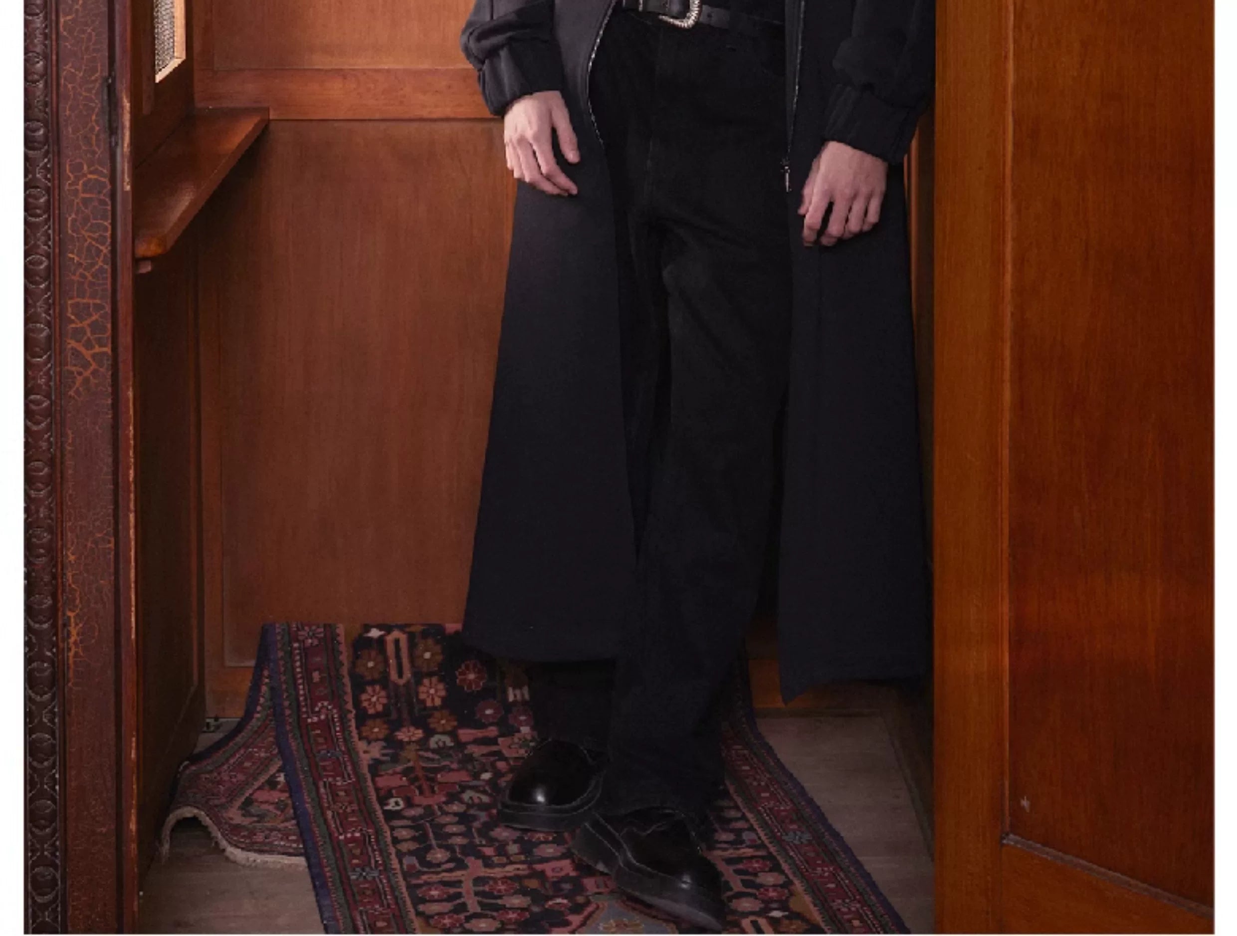 Unisex Hooded Ruched-Waist Cape Coat