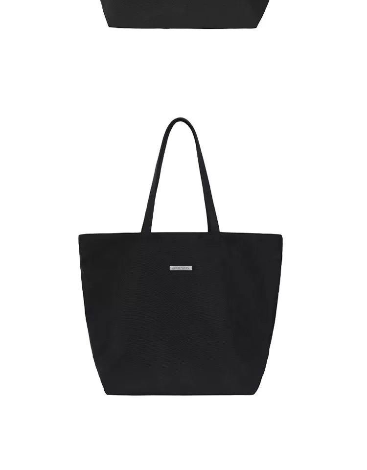 Embroidered Metal Logo Nylon Tote Bag