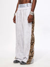Men's Light Gray Leopard Fleece Sweatpants
