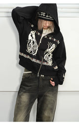 Fair Isle Print Zip Hoodie