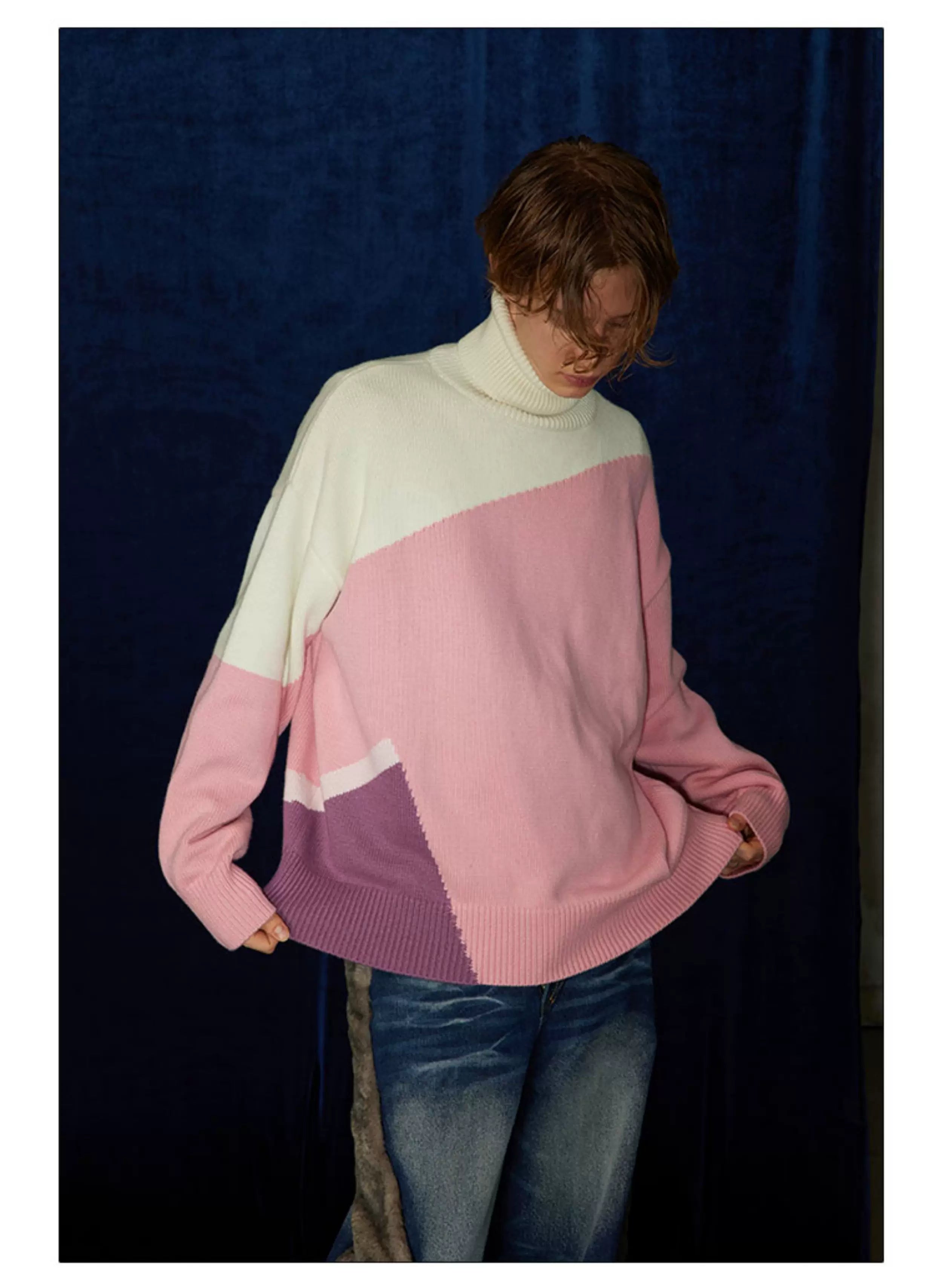 Mid-length Thick Wool Blend Turtleneck Sweater