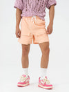Peach Pink Multi-pocket Drawstring Beach Shorts
