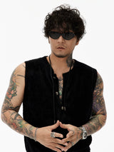 Black Sleeveless Knit Vest