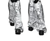 Wide Leg Two-In-One White Canvas Pants