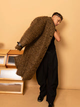Men's Casual Brown Faux Fur Coat