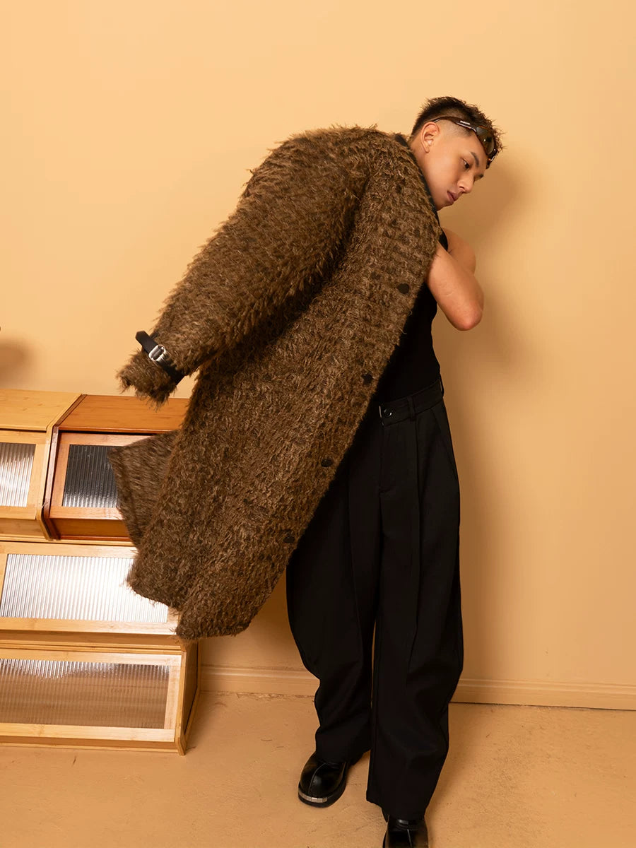 Men's Casual Brown Faux Fur Coat