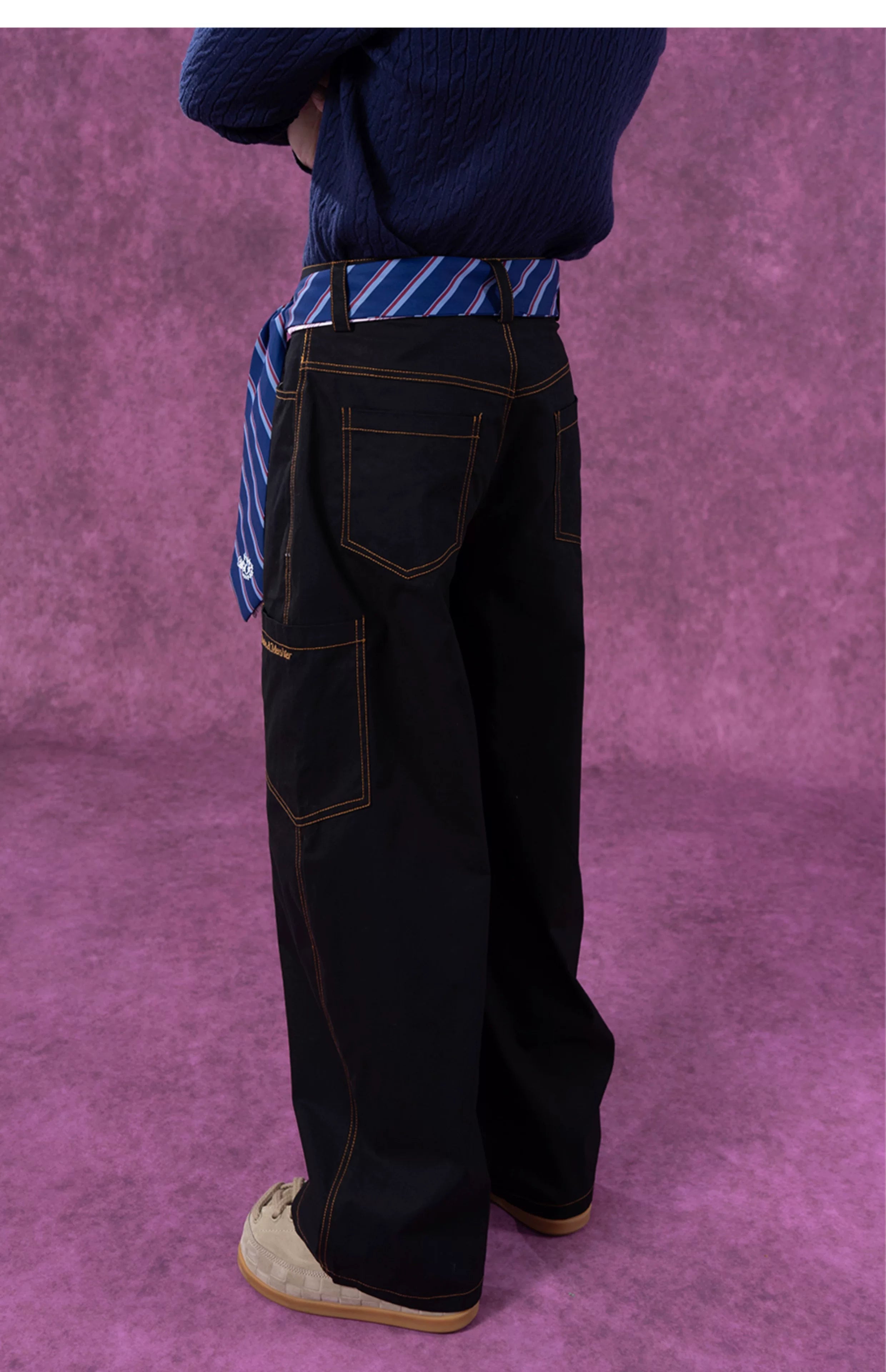 Black Sand Loose Multi-pocket Cargo Pants