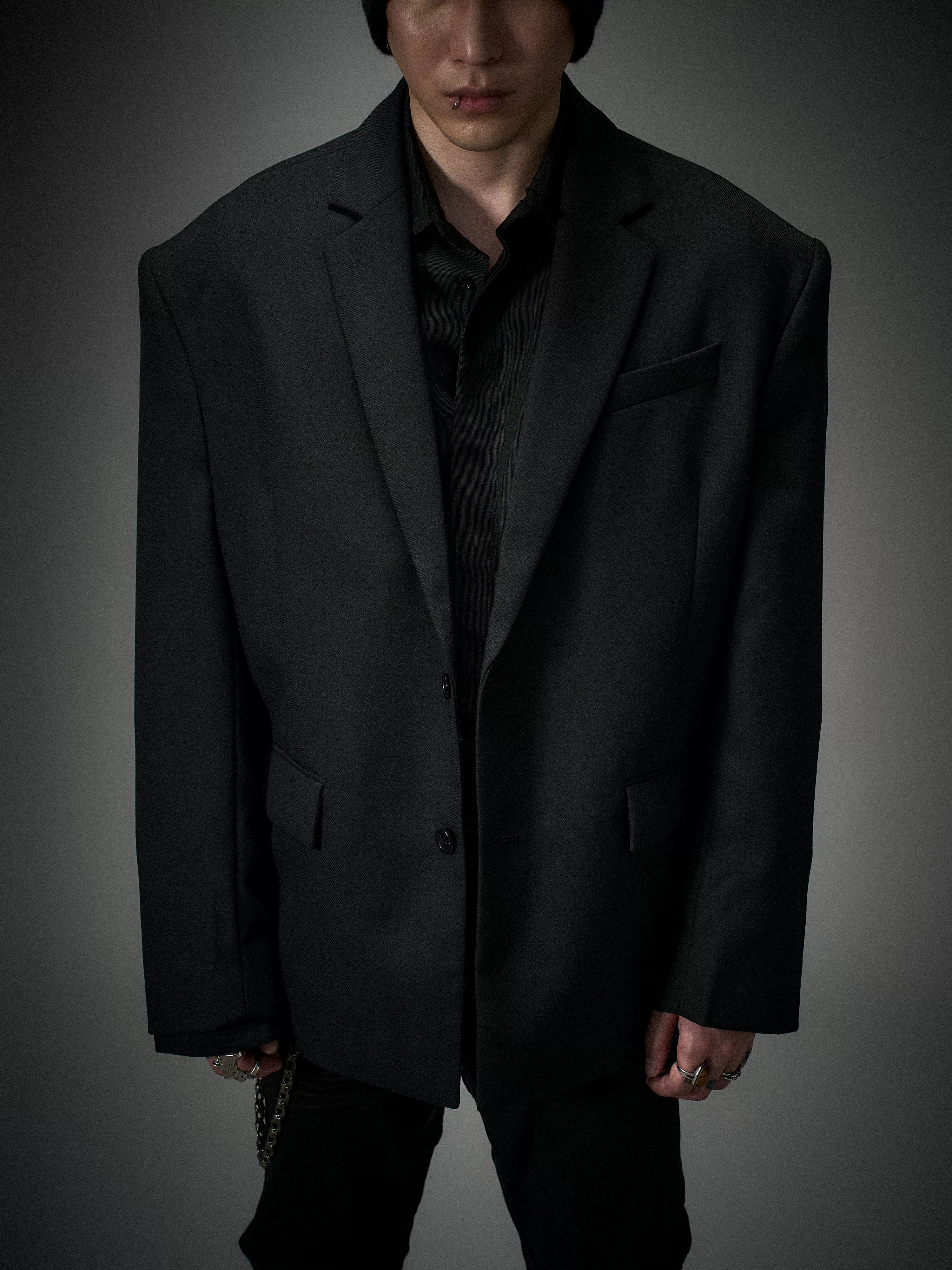Structured Wool Blazer with Slits
