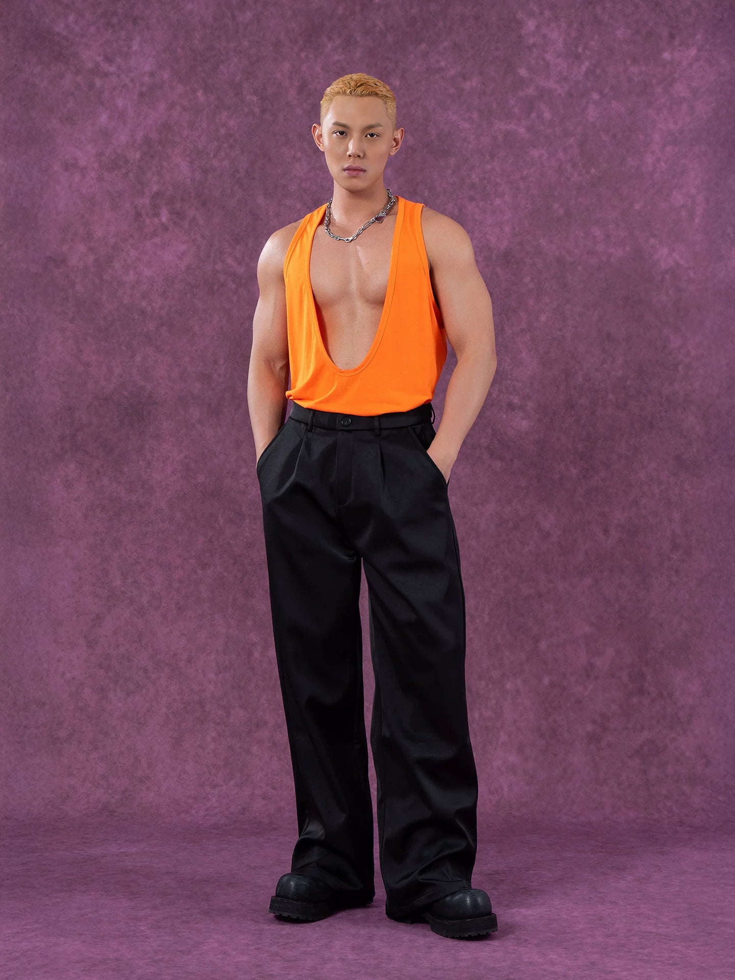 Men's Colorful Deep V Sports Tank