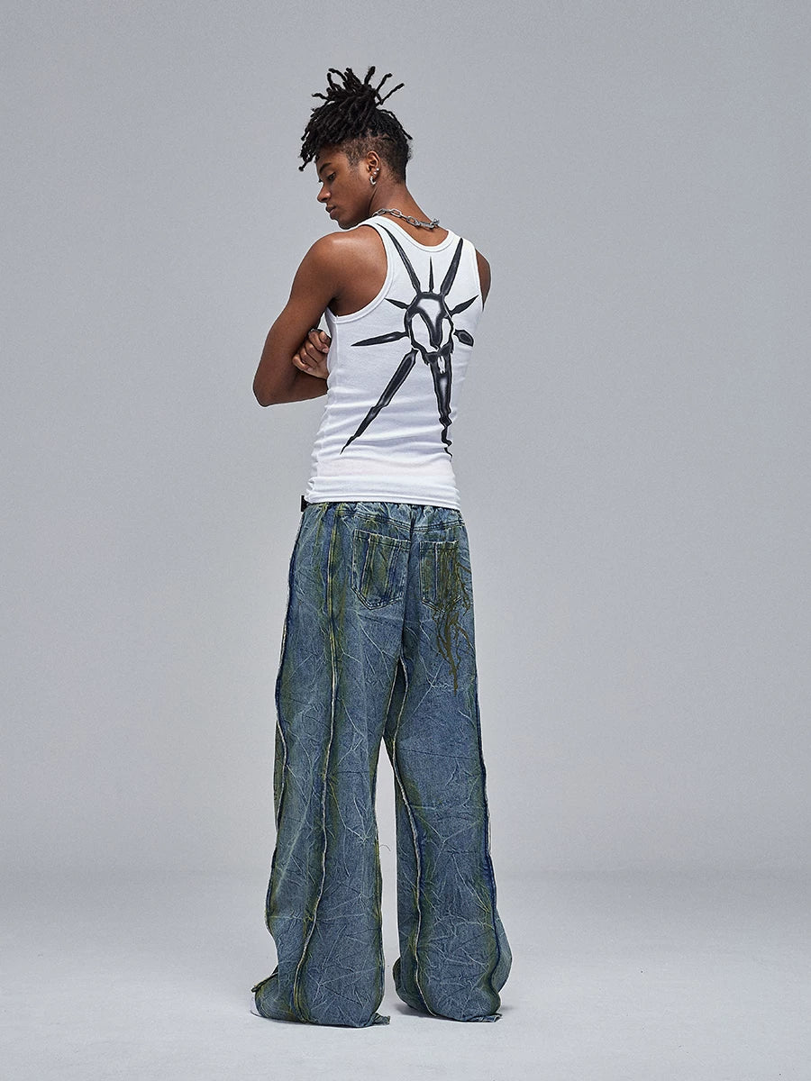Skeleton Print Ribbed Tank Top