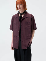 Short-Sleeve Cuban Collar Linen Blend Shirt