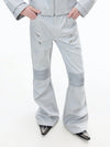 Multi-Zip Coated Moto Leather Flare Pants