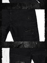 Snake Skin Distressed Bandage Flared Jeans