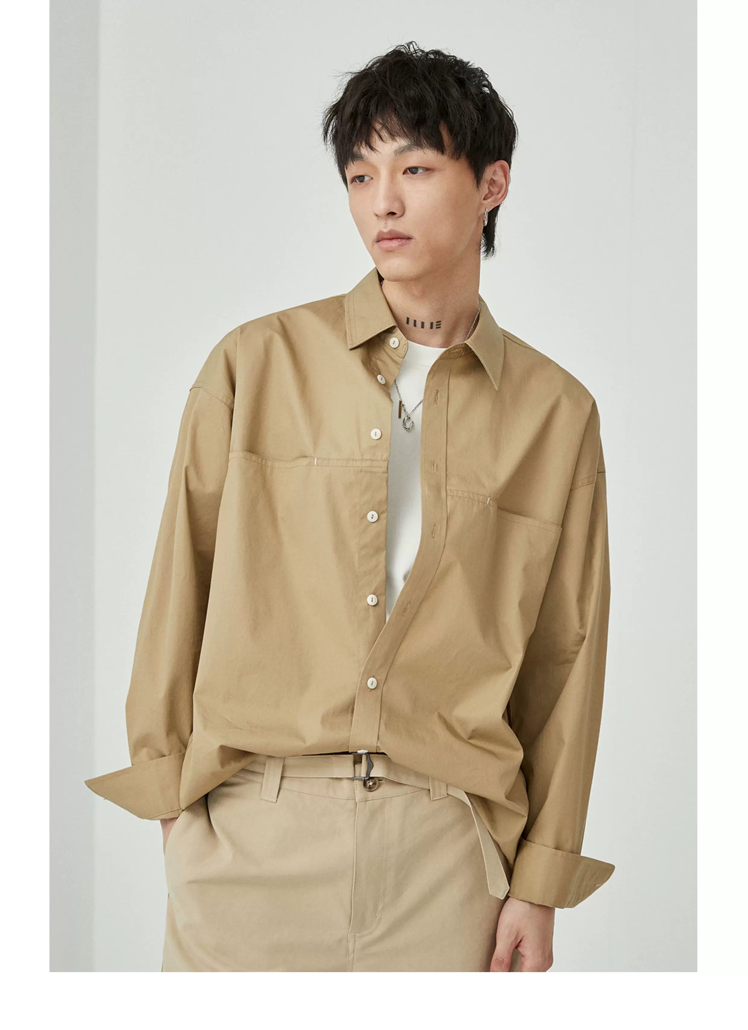 Split Pocket Basic Cotton Shirt