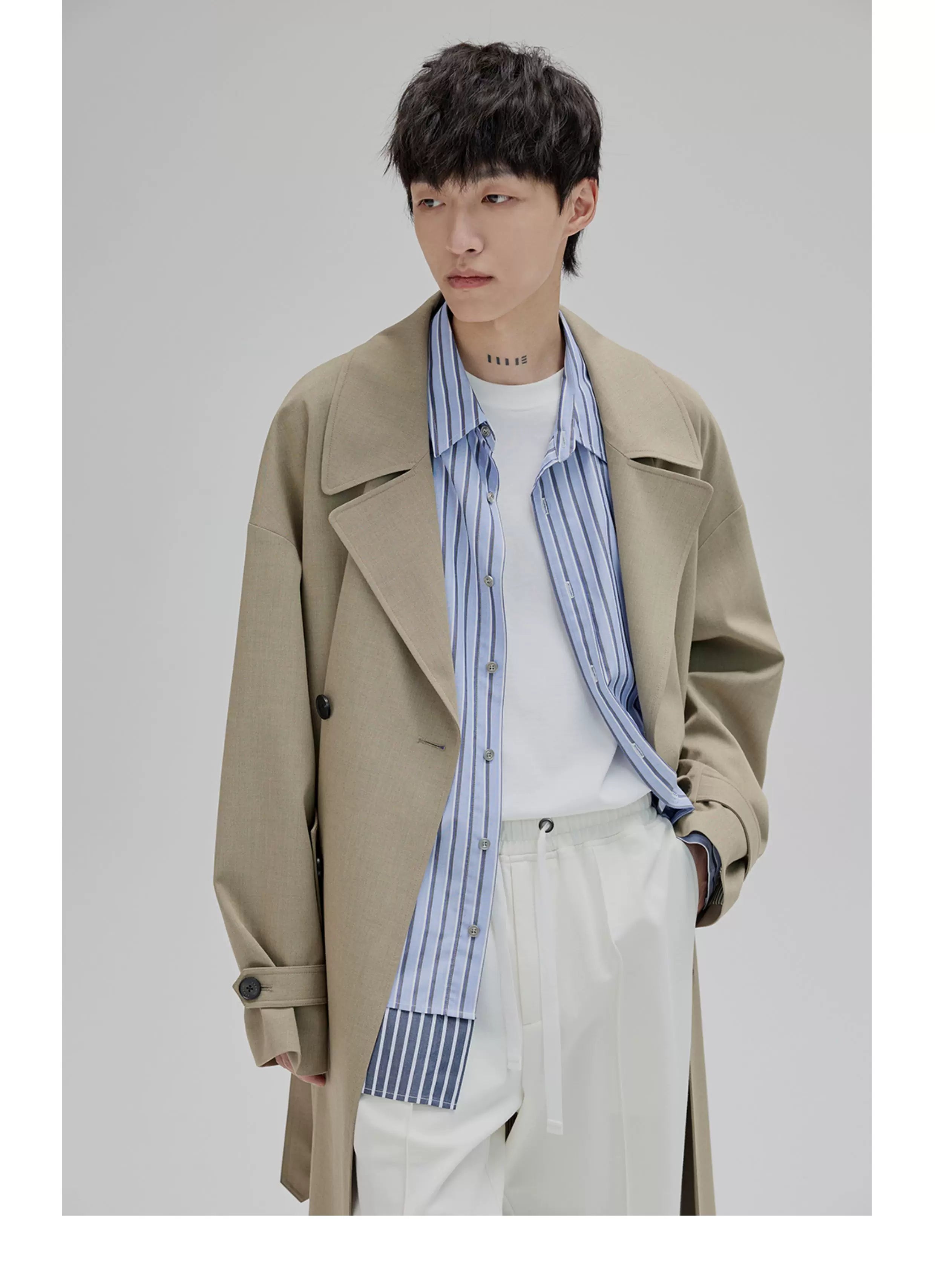 Double Breasted Long Trench Coat