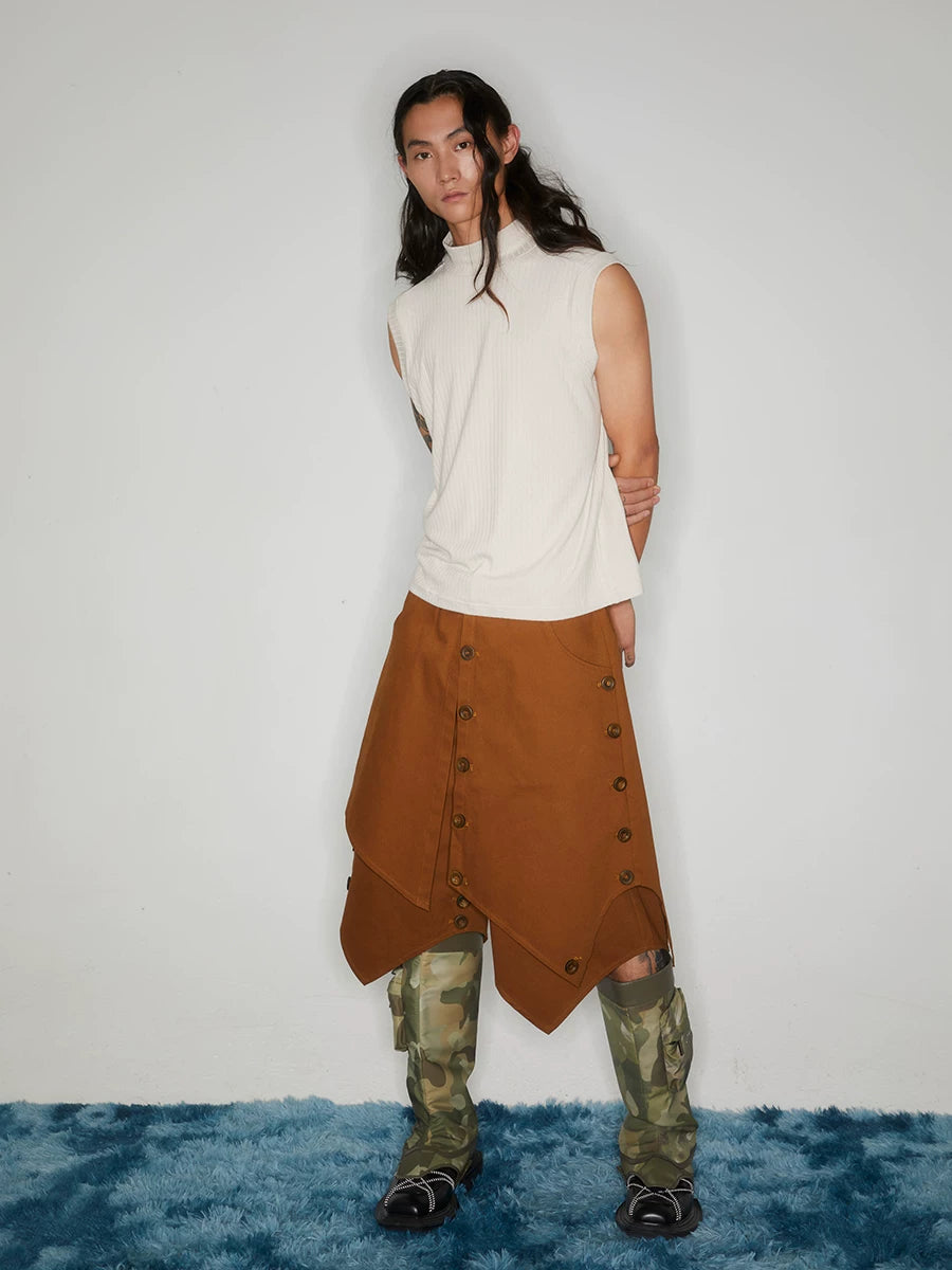 Vintage Y2K Double Layer Button Skort