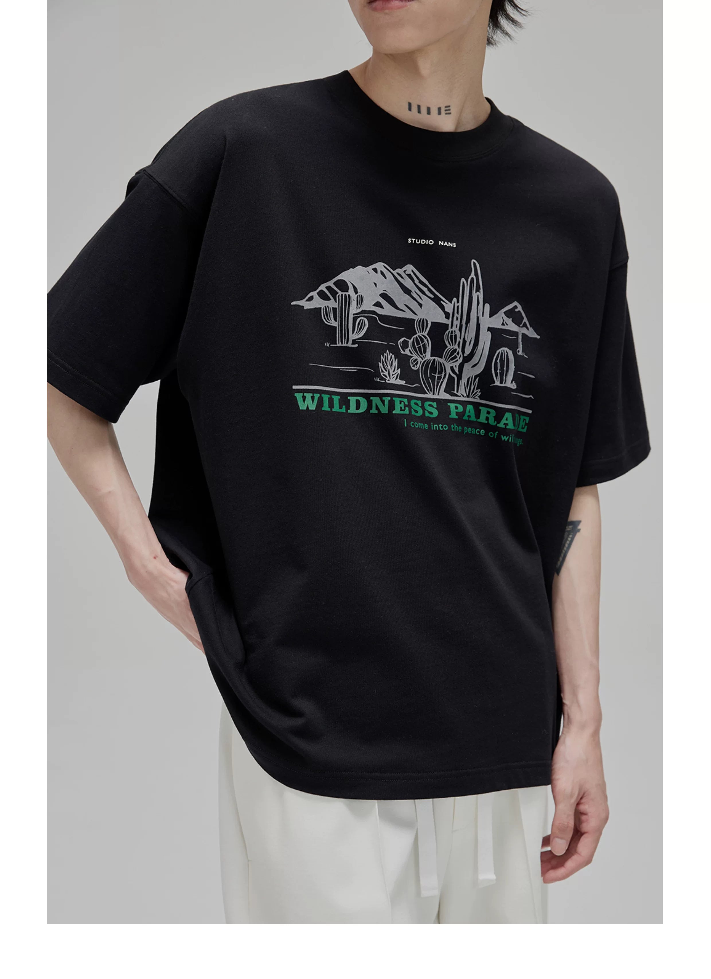 Illustrated Print Crew Neck Tee