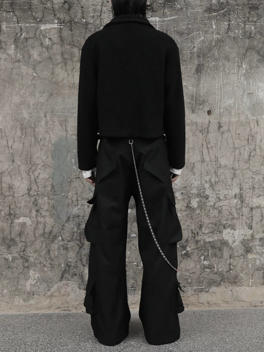 Cropped Wide Structured Terry Wool Jacket