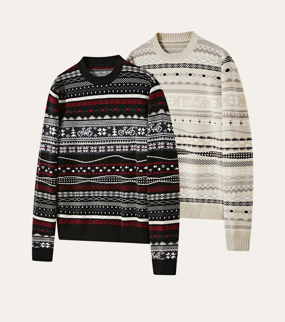 Fair Isle Milk Cotton Knit Sweater