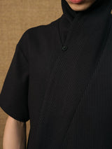 Short Sleeve Plaid Jacquard Shirt