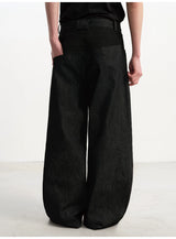Washed Wide Leg Straight Denim Jeans
