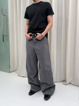 Black Gray Lightweight Washed Parachute Pants