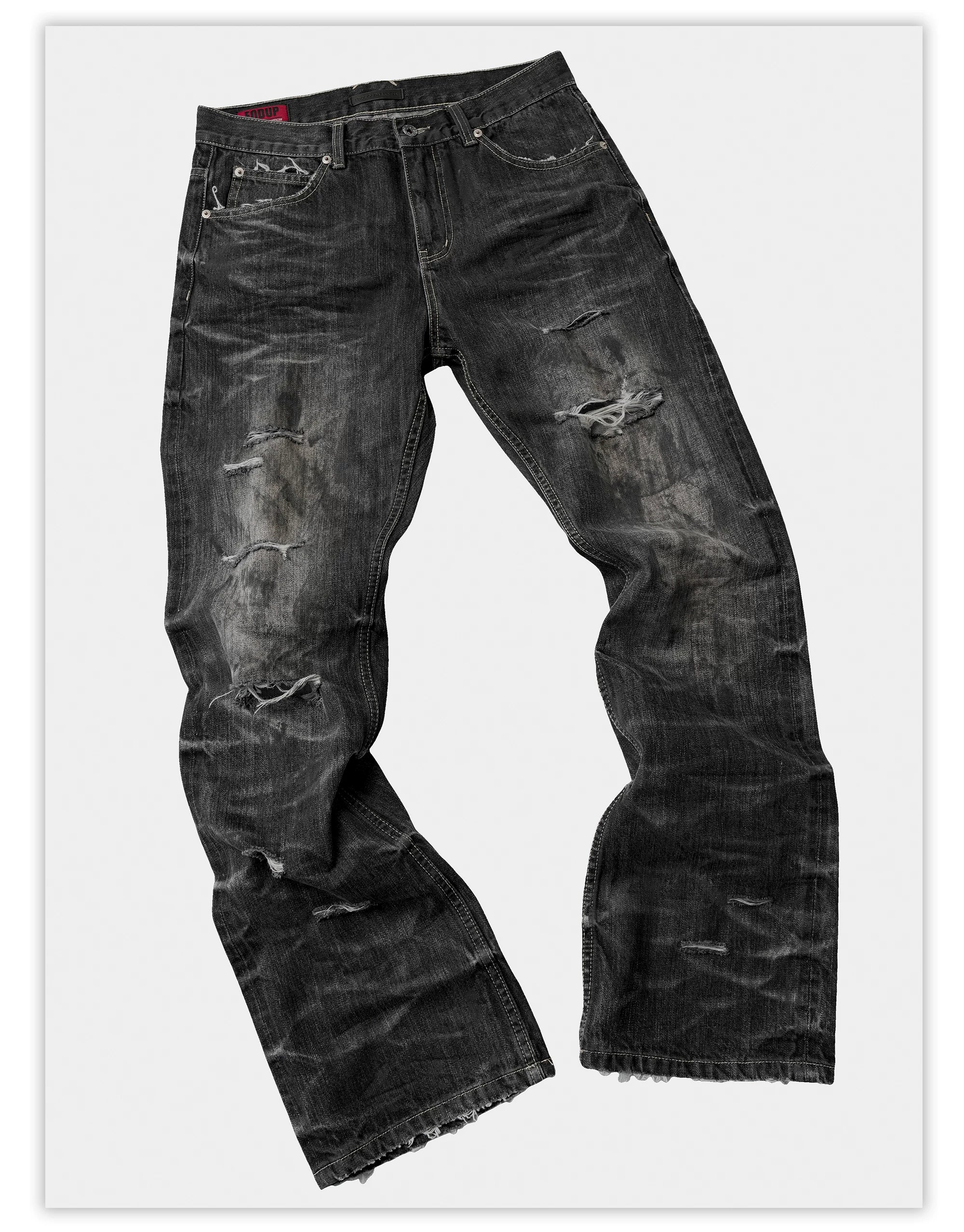 Distressed Straight Cut Jeans