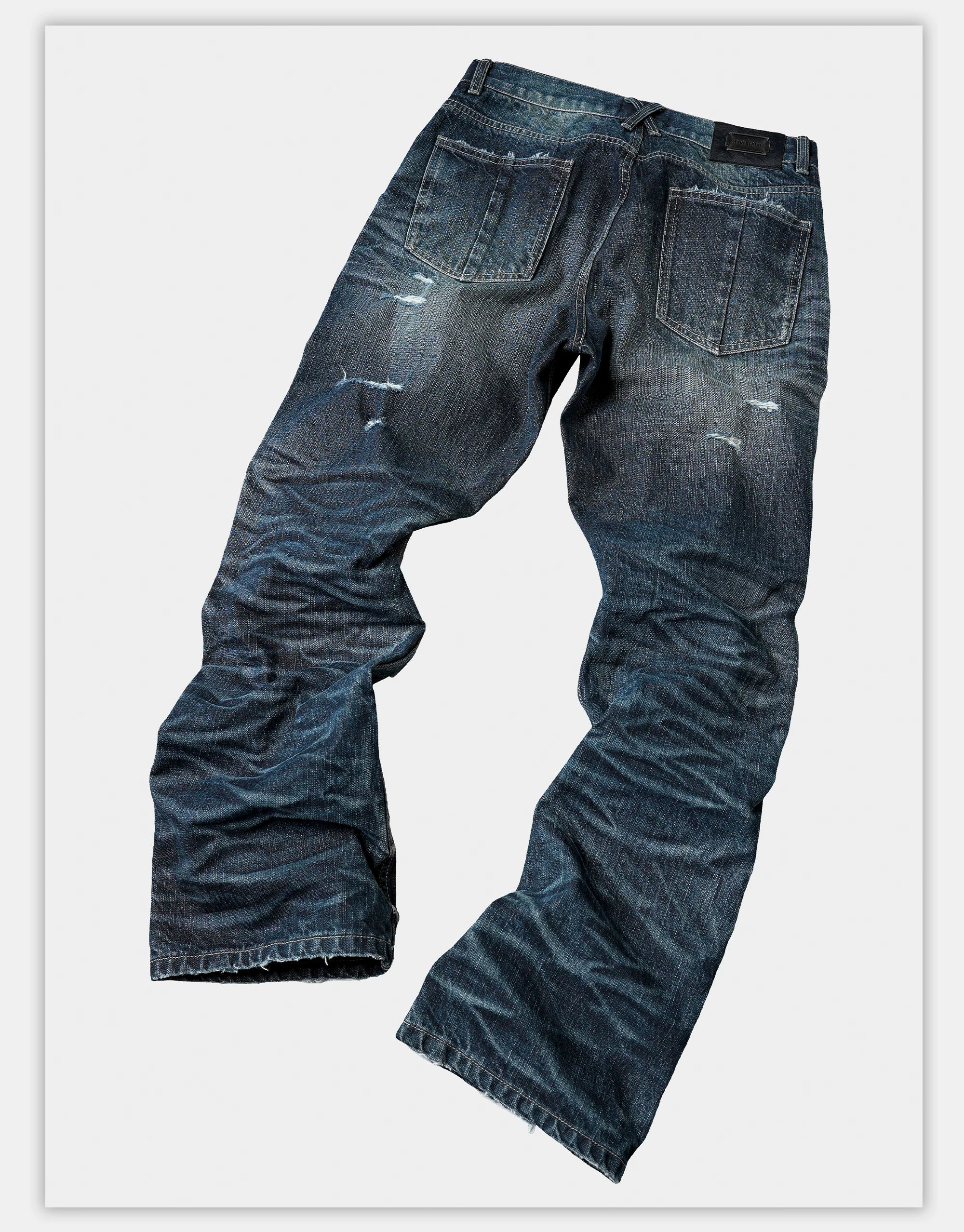 Distressed Red Selvedge Straight Jeans