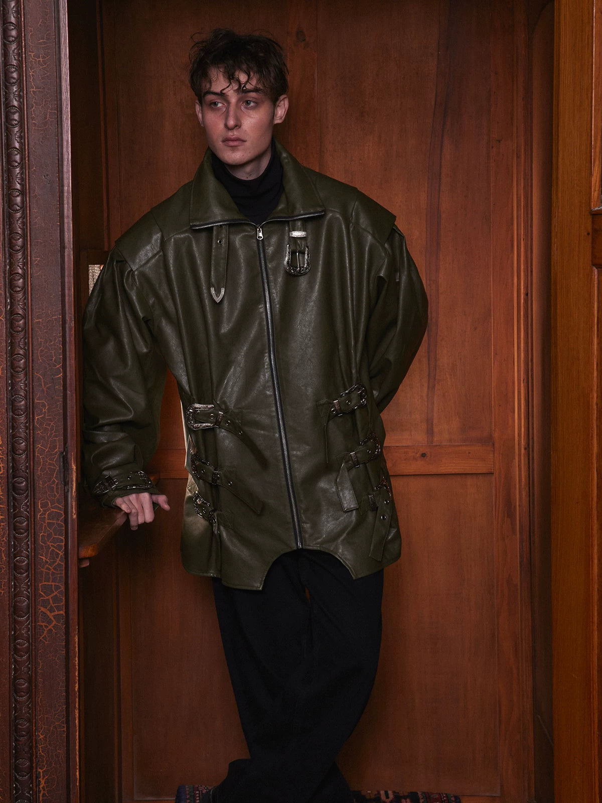 Loose Riveted Punk Leather Jacket