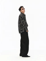 Long Sleeve Collared Paisley Silk Shirt