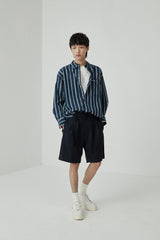 Draped Drawstring Elastic Waist Pleated Shorts