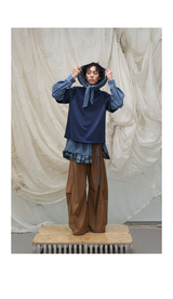 Detachable Hood Layered Plaid Shirt