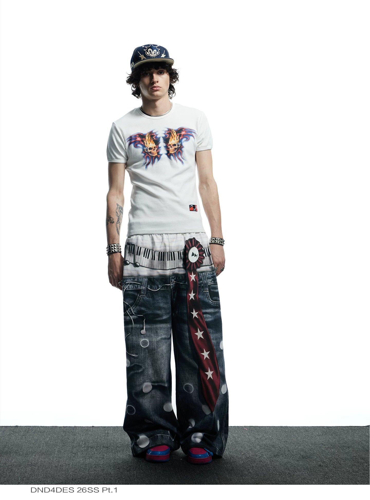 Skull Print Slim Ribbed Tee