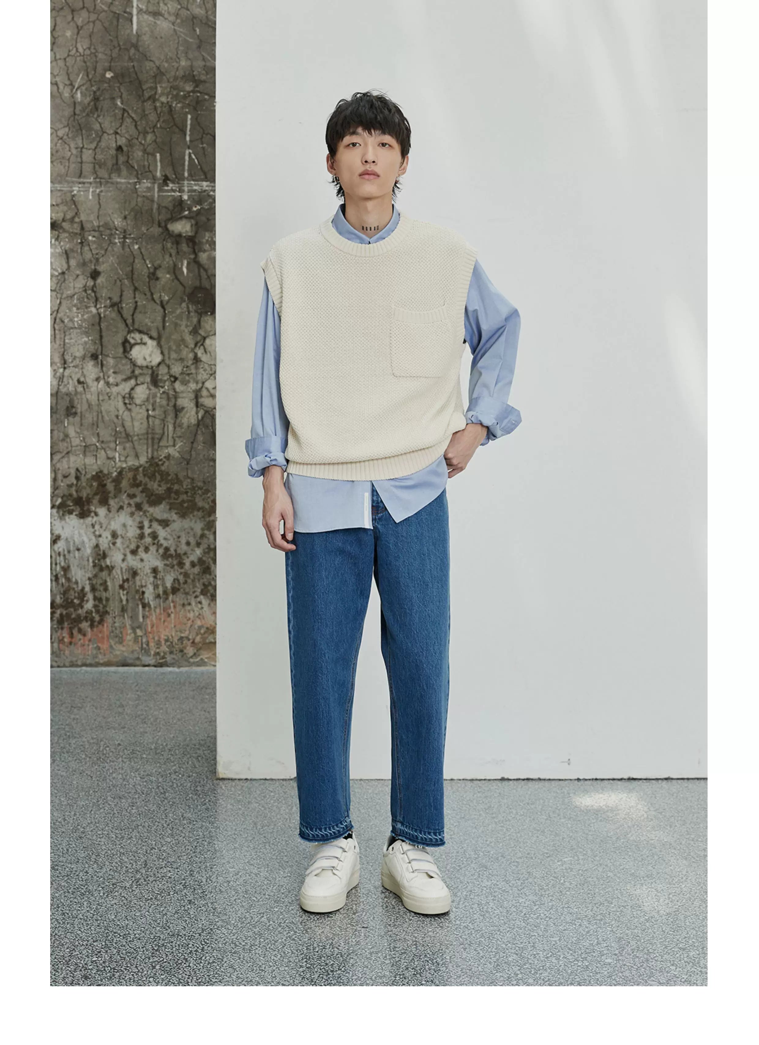 80s Cotton Oxford Asymmetric Pocket Shirt