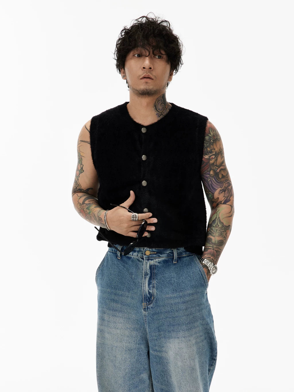 Black Sleeveless Knit Vest