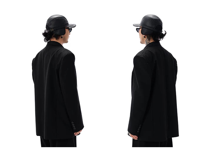Warm Black Leather Earflap Baseball Cap