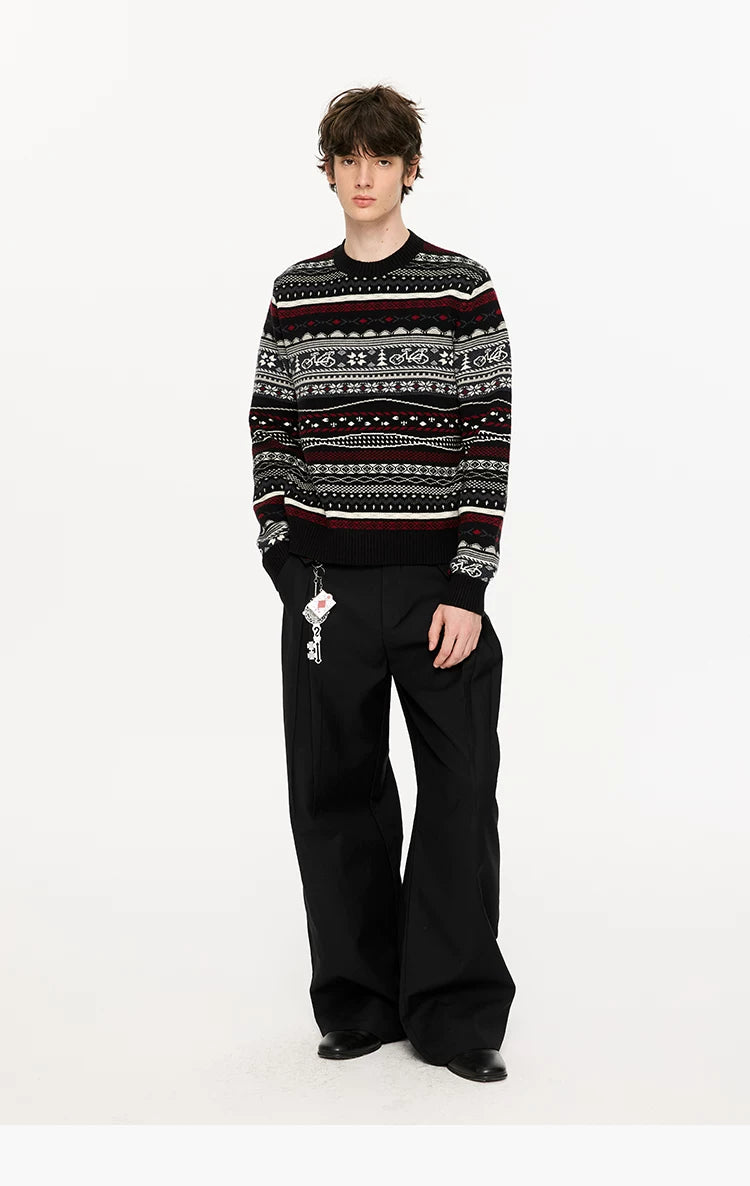 Fair Isle Milk Cotton Knit Sweater