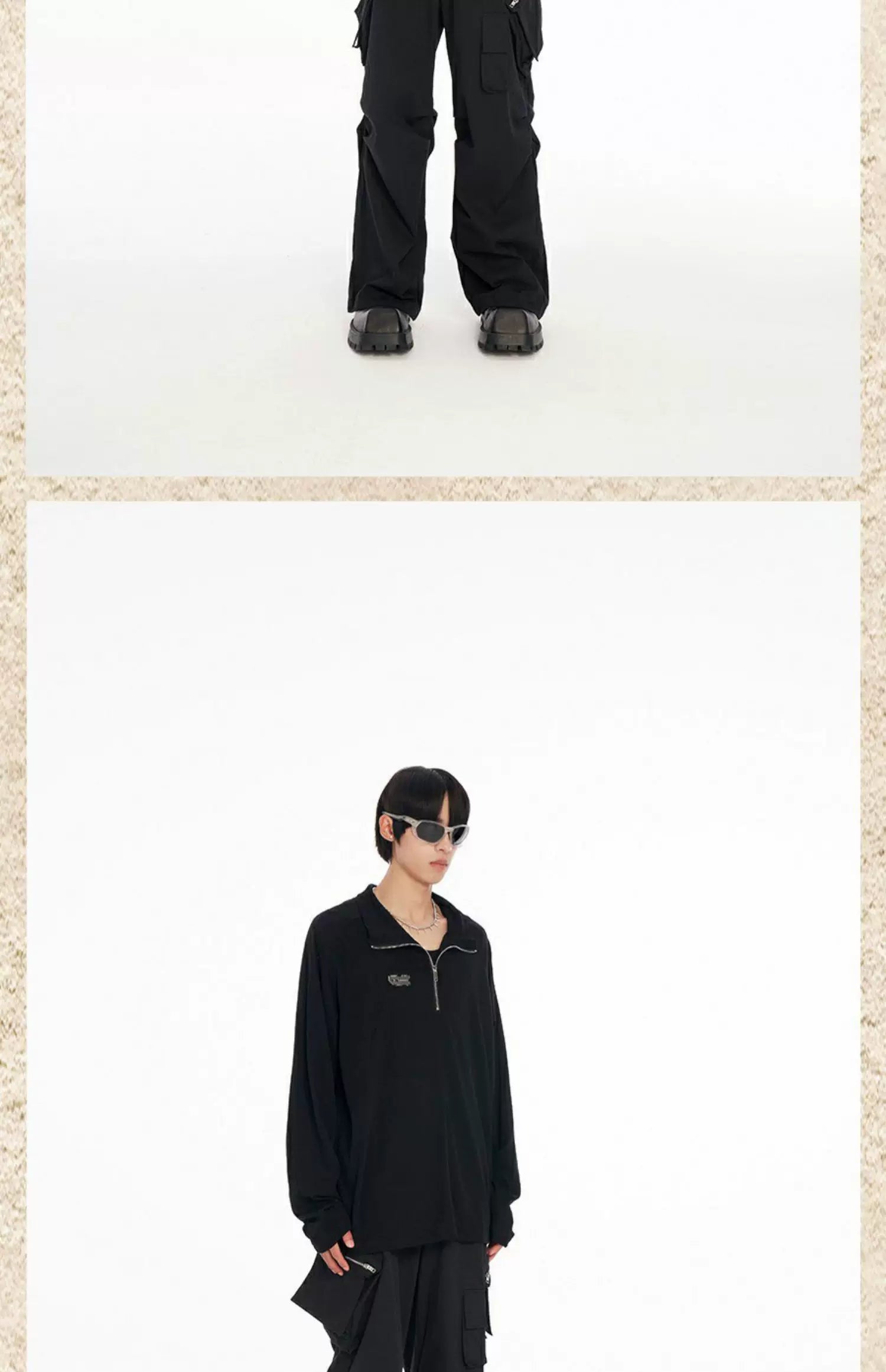 Men's Three-color Turtleneck Zip Long-sleeve Tees