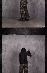 Waxed Camo Flared Jeans