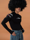 Men's Black Racing Print Long-sleeved Tee