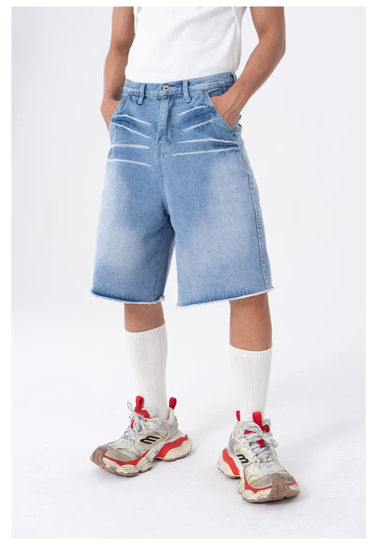 Men's 5-Inch Washed Blue Denim Shorts