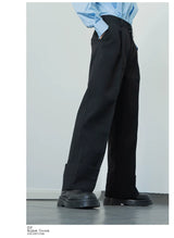 Men's Black Loose Straight Cuffed Pants